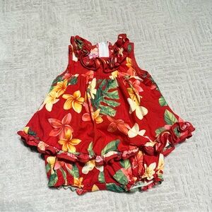RJC 🌺 Hawaiian Hula baby Ruffle dress with shirts 6M 2 piece outfit